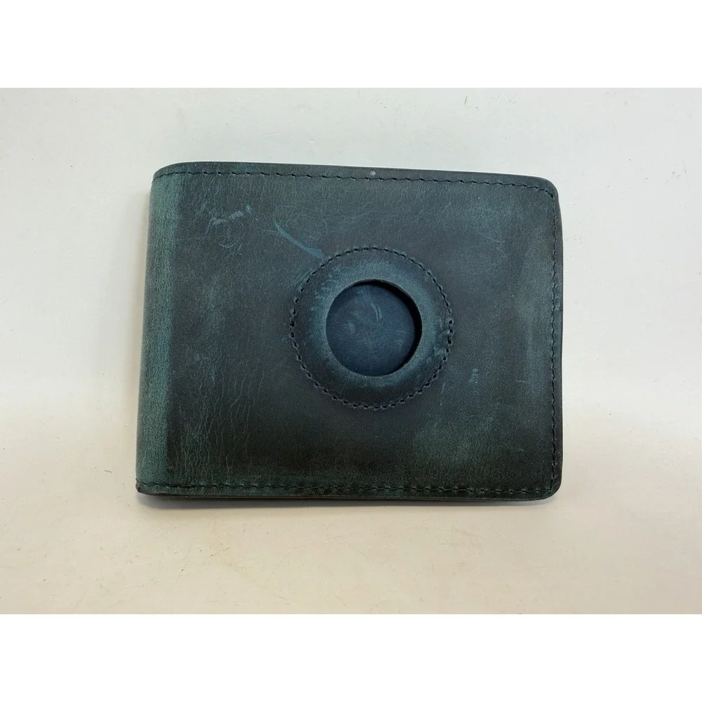 Hawanik Leather Wallet Blue‎ Bifold Men's Card Holder ID Window